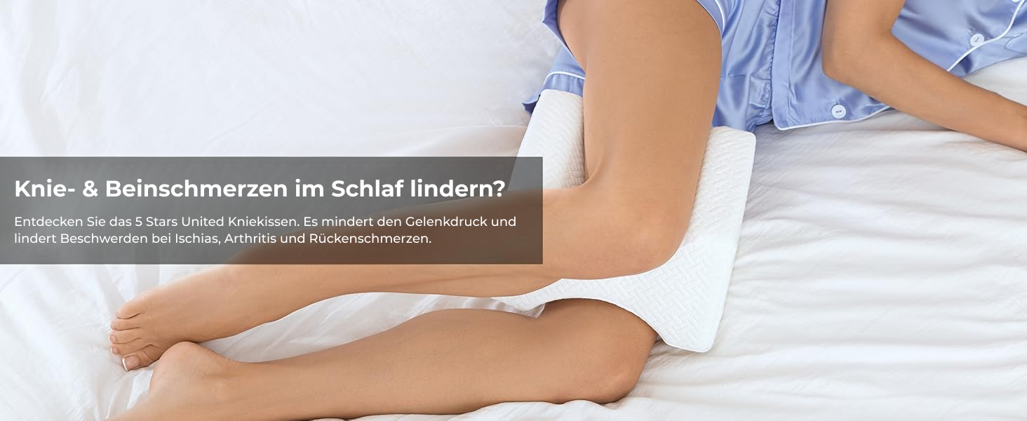 Ергономічна подушка між ніг 5 STAR UNITED з ефектом пам'яті (Memory Foam) для сну на боці, при болях у спині, стегнах та сідничному нерві, біла