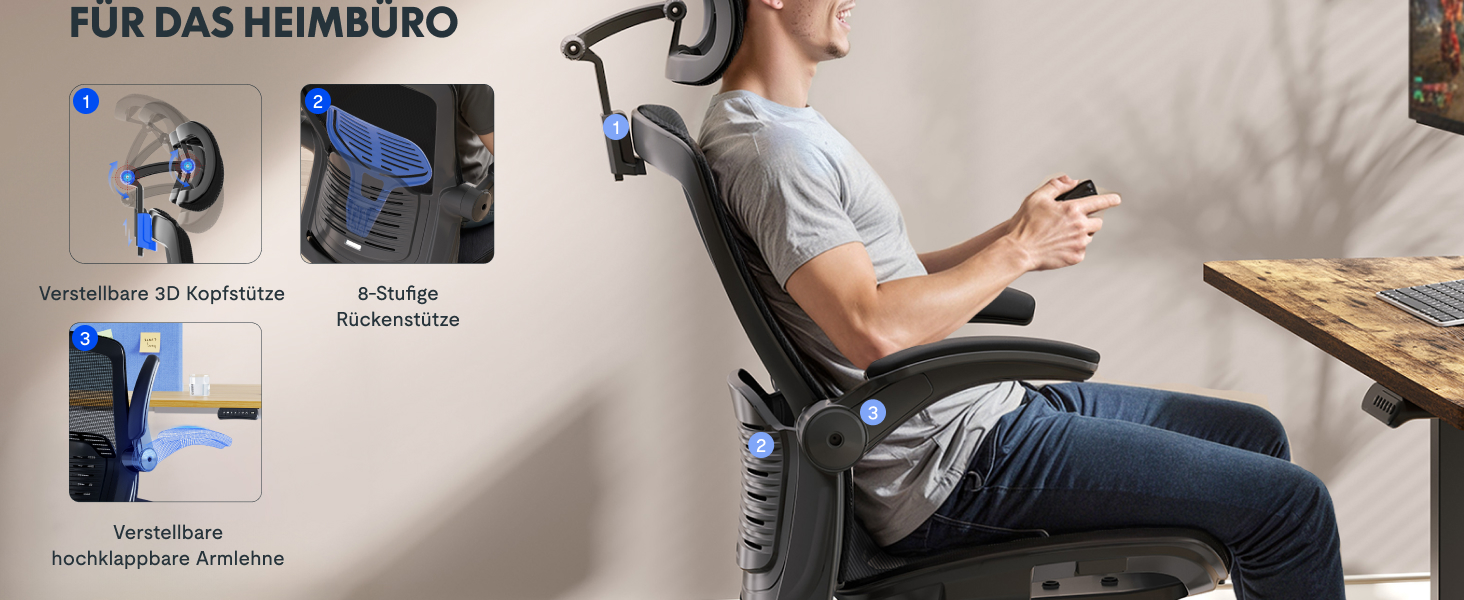 Офісний стіл FLEXISPOT Pro (Чорний Mesh): ергономічний крісло з регульованою підголівником, підлокітниками та поперековою підтримкою, функція гойдання 120° для дому, офісу та робочого кабінету