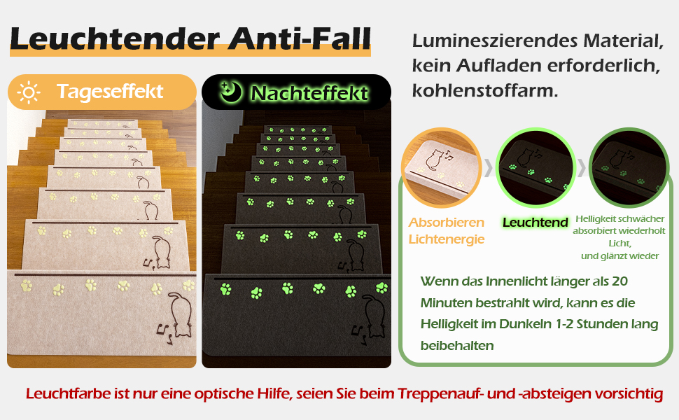 Килимки для сходів, що світяться, самоклеючі, бежеві, 4 шт. и, 55х21 см, можна нарізати за розміром, для сходів всередині