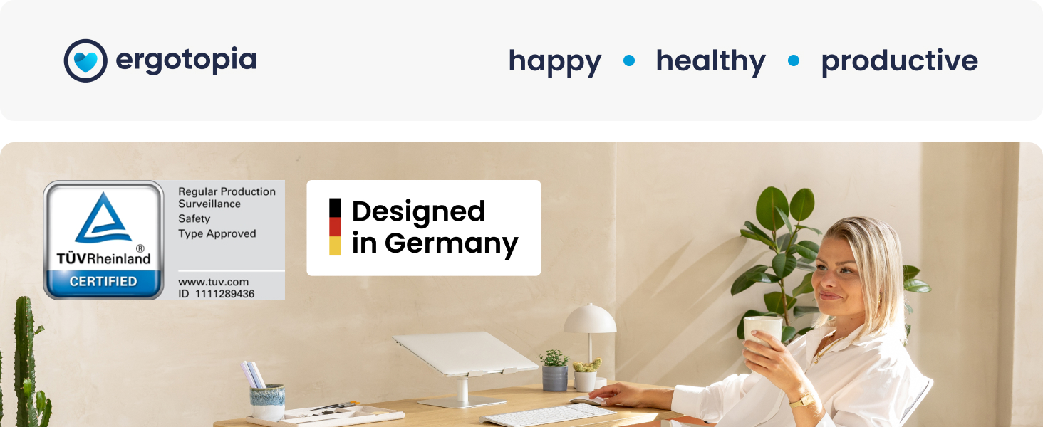 Ergotopia Desktopia One – Регульований стіл, електричний, з подвійним мотором, TÜV-сертифікований, 7 років гарантії (Apricot)