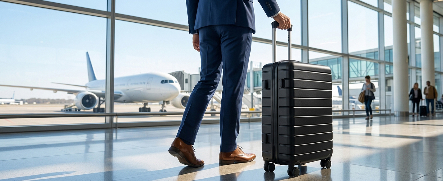 Ручна поклажа Валіза для Ryanair 55x40x20 см, Кабінний тролей на 4 колесах, Чорна, 20 дюймів