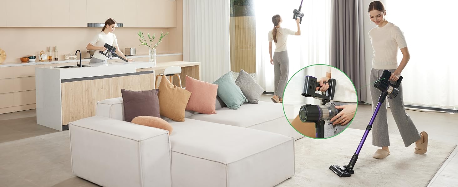 Бездротовий пилосос Vexilar Akku: 60 хв роботи, 45 kPa, 550 Вт, 6-в-1, LED дисплей, для дому та авто, видаляє шерсть тварин