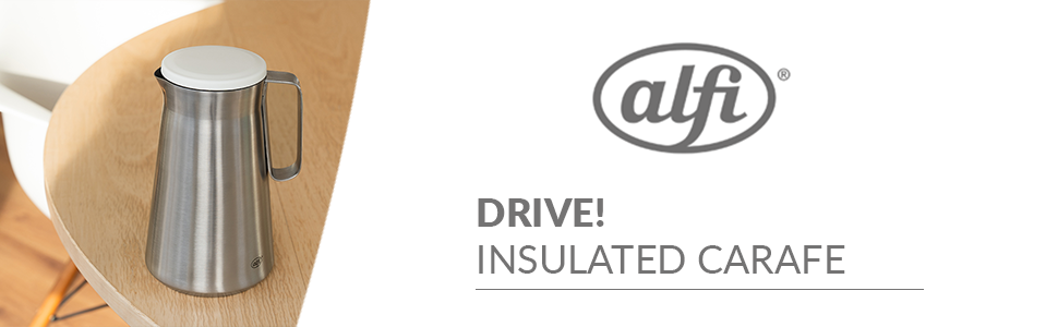 Термос Alfi DRIVE! 1.0л, кокосовий білий мат, з подвійних сталевих стінок, зберігає тепло 12 год, холод 24 год, з поворотним кришкою, великий отвір, BPA-free