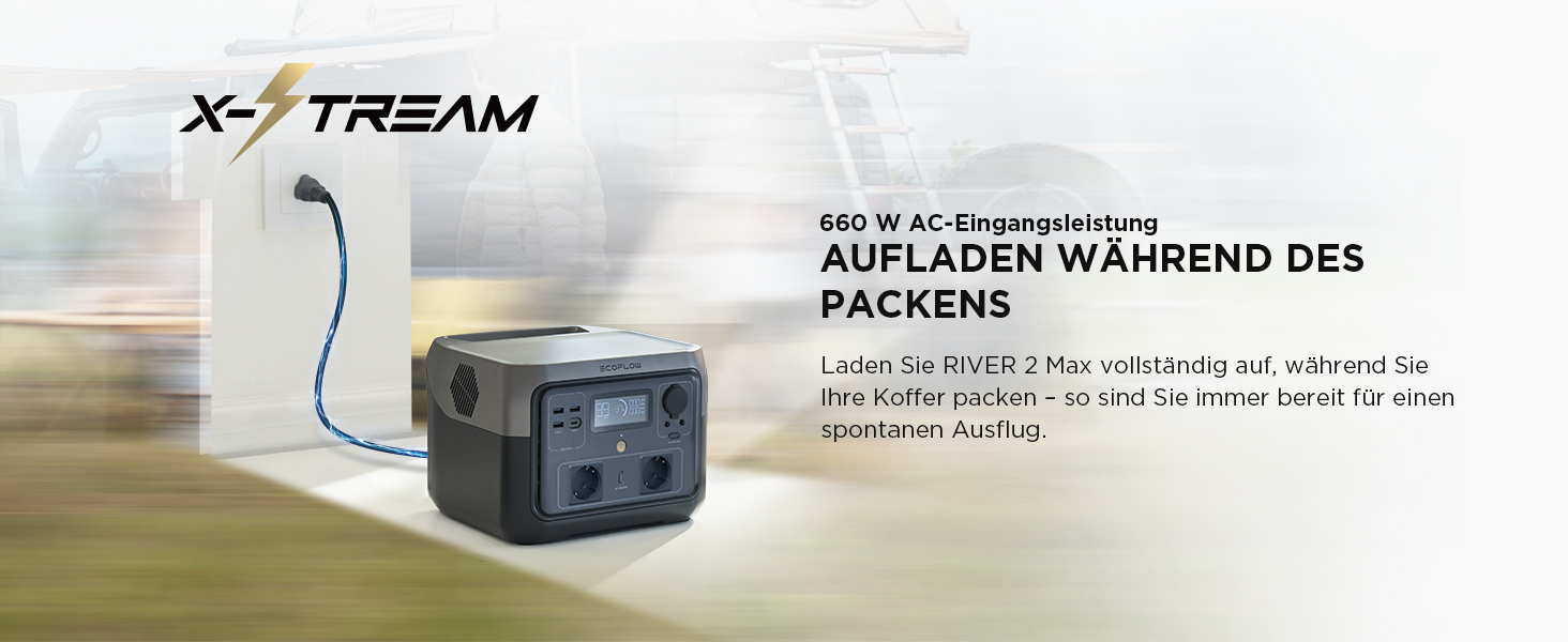 Портативна електростанція EcoFlow RIVER 2 MAX з кабелем XT60 3.5м, 512Wh, сонячний генератор LiFePO4, швидка зарядка, 1000W, для кемпінгу, резервного живлення, автодому