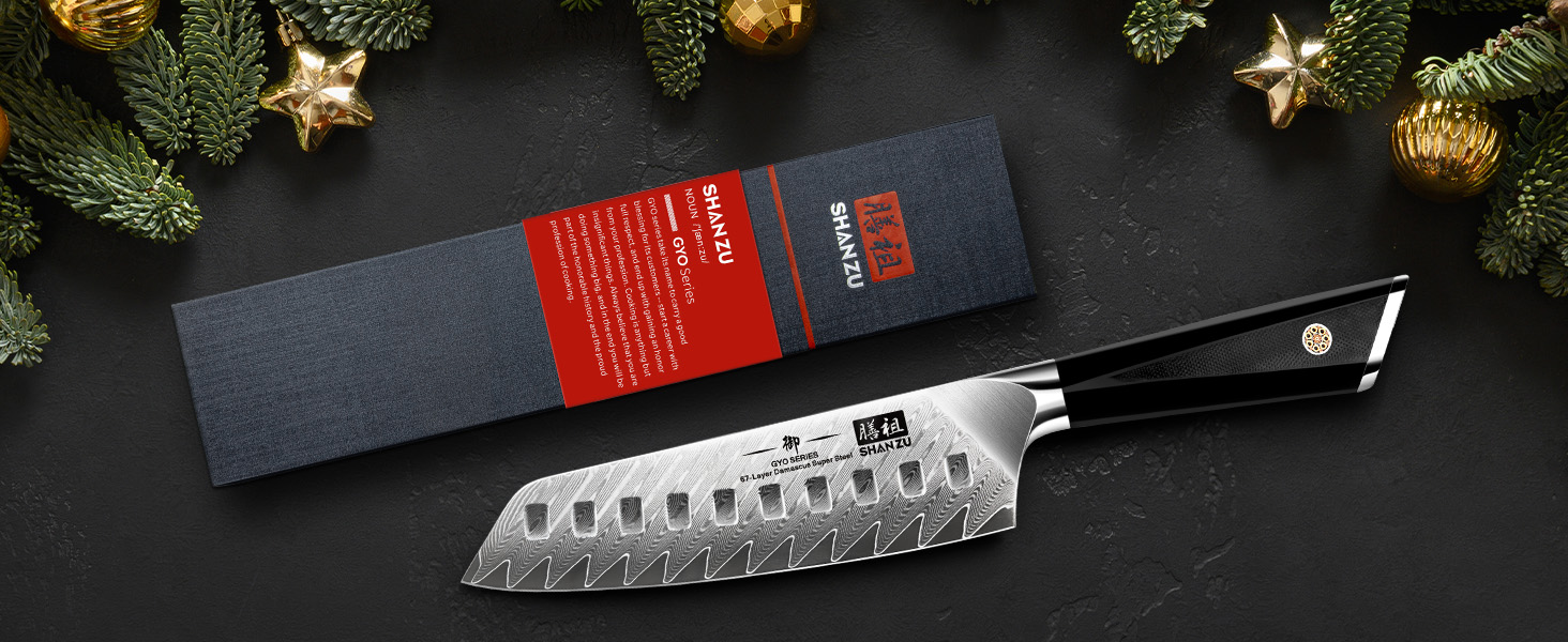 SHAN ZU Кухонний ніж з дамаської сталі, 15 см, професійний, Santoku, 67 шарів, нержавіюча сталь, японська сталь 10Cr15Mov, G10 ручка, серія GYO