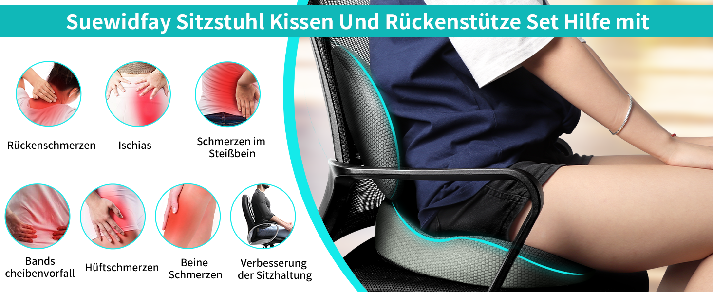 Набір подушок для сидіння та підтримки спини 2 в 1, ергономічні подушки з піною з пам'яті для офісного крісла, автокрісла, інвалідного візка, сірий колір