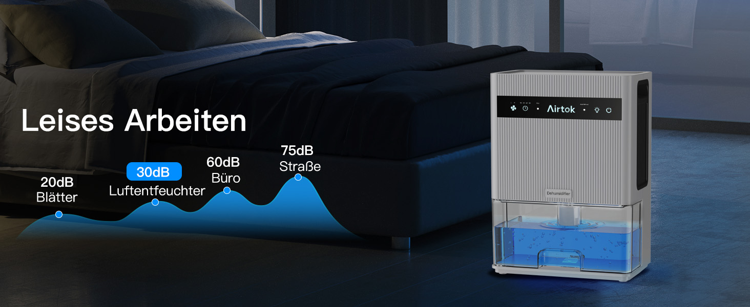 Електричний осушувач повітря Airtok 3000 мл, для спальні та підвалу, з таймером та автоматичним відключенням, 7 кольорів підсвічування