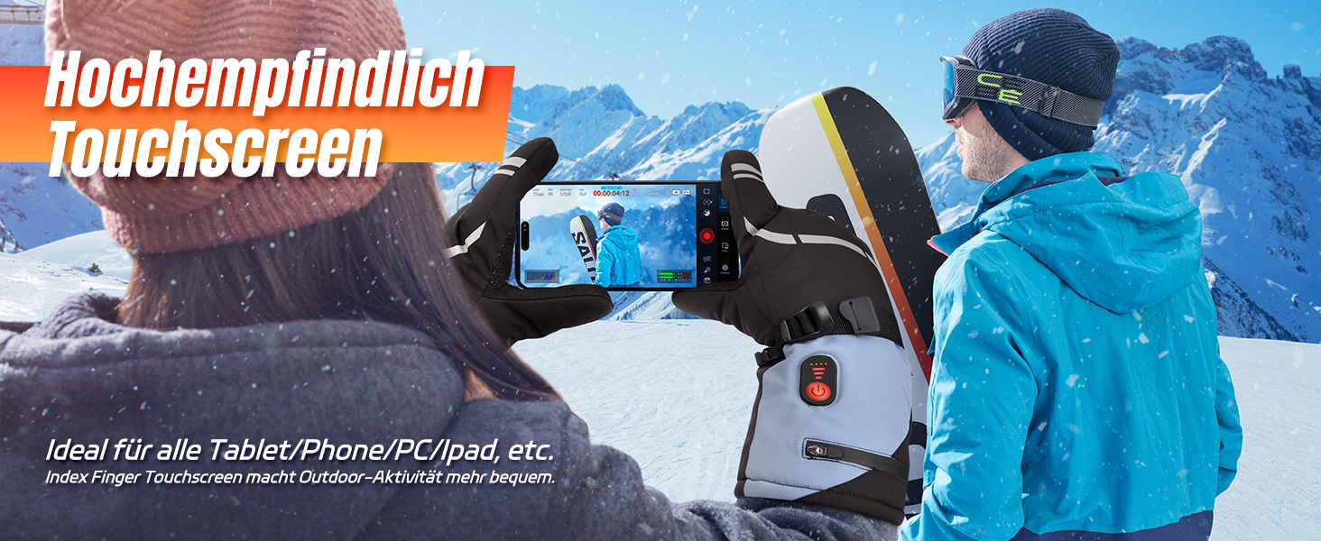 Обогревні рукавички Youtelit для жінок та чоловіків, 7.4V, 6400mAh, акумуляторні, 3 режими нагріву, водонепроникні, сенсорні, для мото, гірськолижного спорту, альпінізму, туризму, універсальний розмір