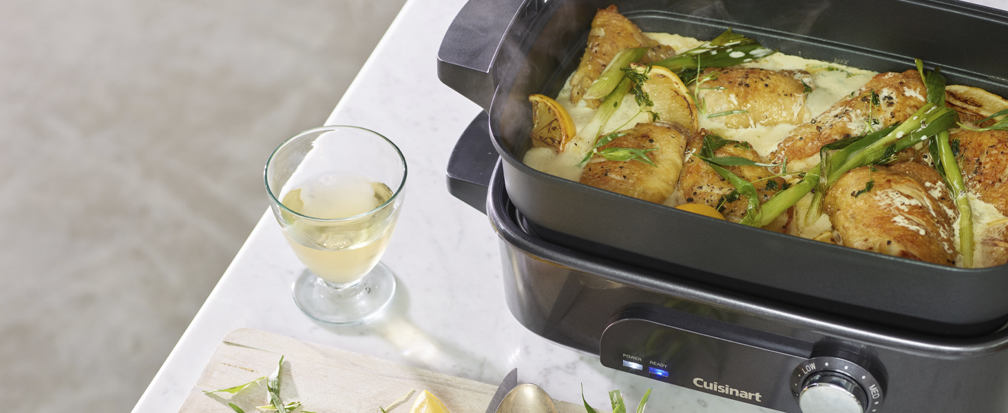 Мультиварка Cuisinart Cook In 5 in 1: гриль, тушкування, приготування на пару, варіння та приготування в мультиварці | Нержавіюча сталь, антипригарне покриття, сталеві пластини та сковороди
