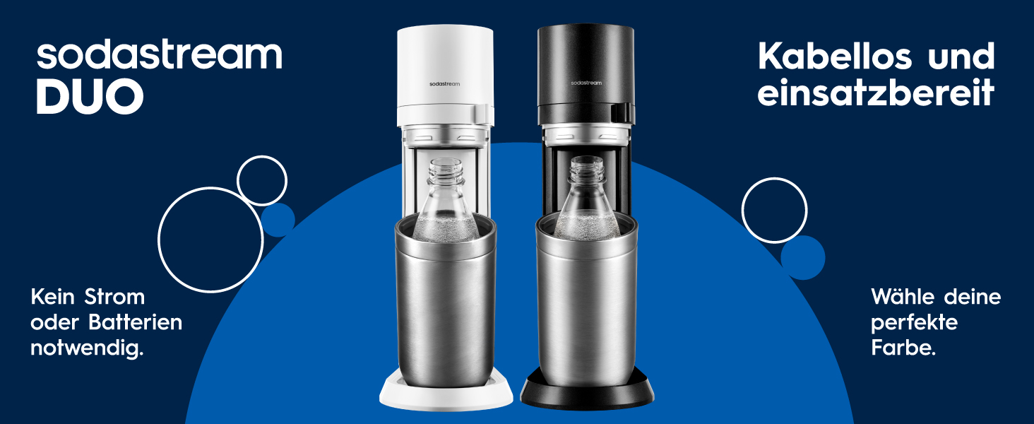 Сифон для газування води SodaStream DUO Family Pack: 4 пляшки по 1л та балон CO2, чорний/титан