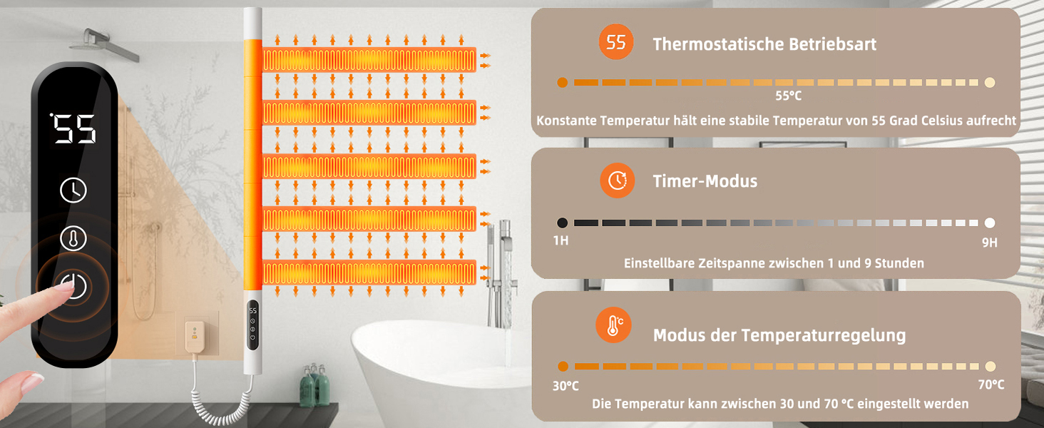 Електричний сушильник для рушників ZOYI 180° поворотний, 140W, сірий (настінний)