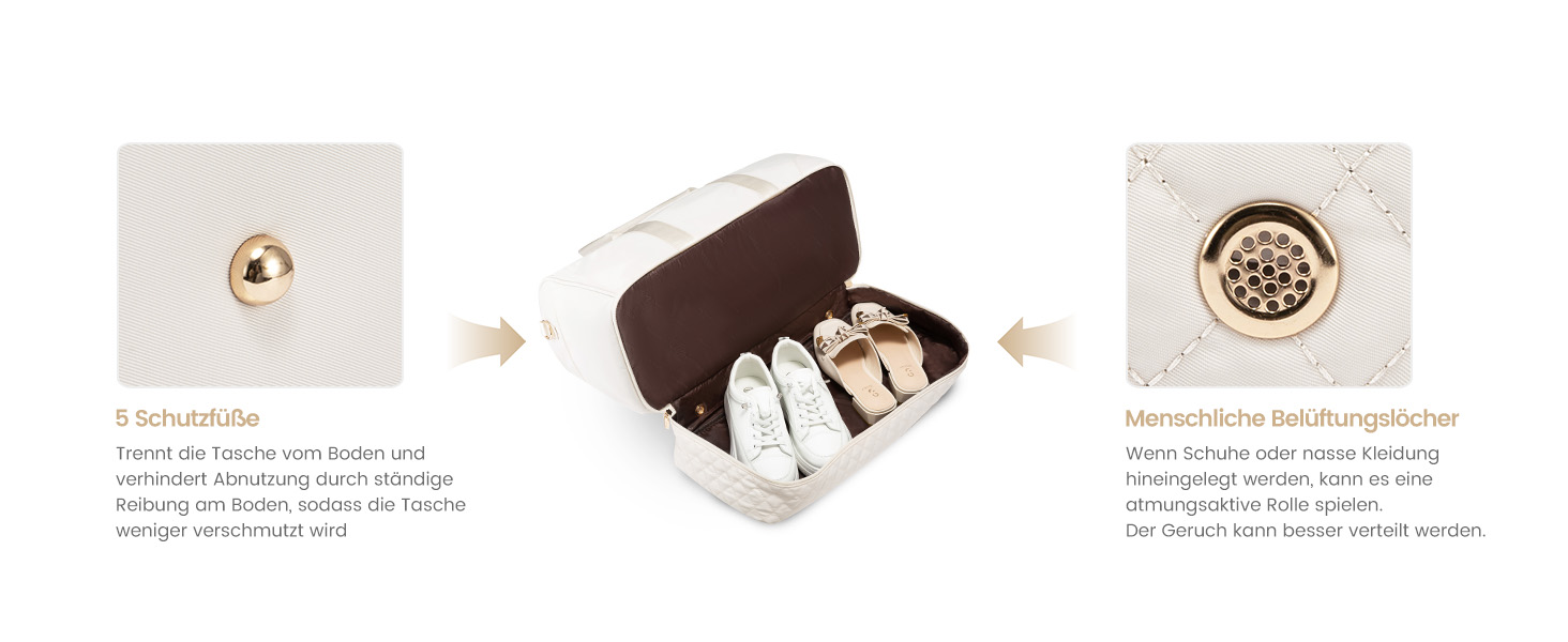 Сумка-мішок LOVEVOOK для подорожей: жіноча дорожня сумка-мішок з відділенням для взуття та мокрих речей, 2 шт. (35л, Beige & Khaki)