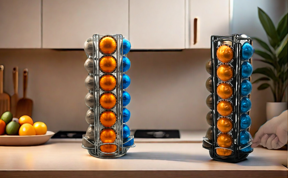 Тримач для капсул Vertuo MaxMiuly (35 шт), обертається, для зберігання капсул кави Vertuo, сумісний з Nespresso (Чорний)