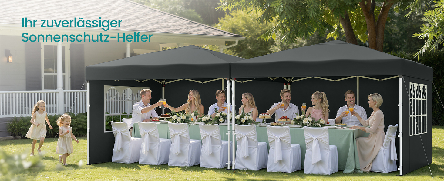 Павільйон SONGMICS 3x3 м, садовий, для відпочинку та заходів, з 4 боковинами (темно-сірий)