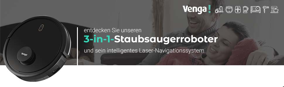 Робот-пилосос VG RVC 3002 BK: лазерна навігація, керування через додаток, чорний колір