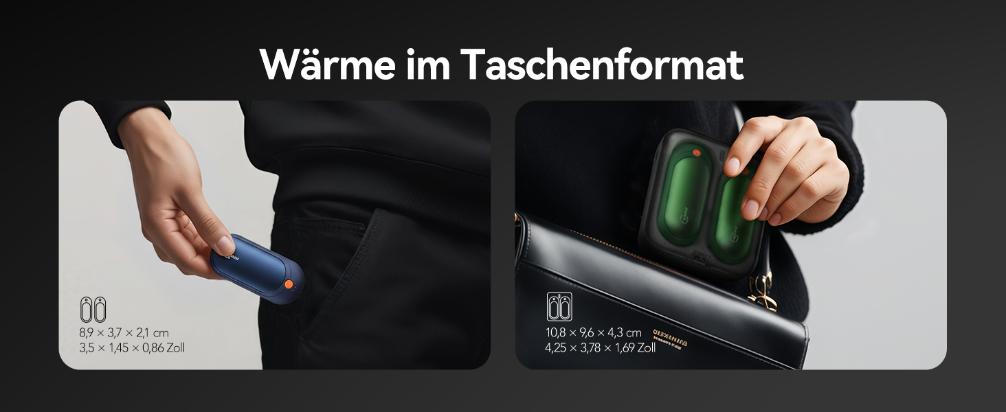 Електричні грілки для рук J-BRAUV 2 шт. з акумулятором 4000mAh, зарядний бокс 10000mAh, 3 режими нагріву, USB, чорний, кишеньковий
