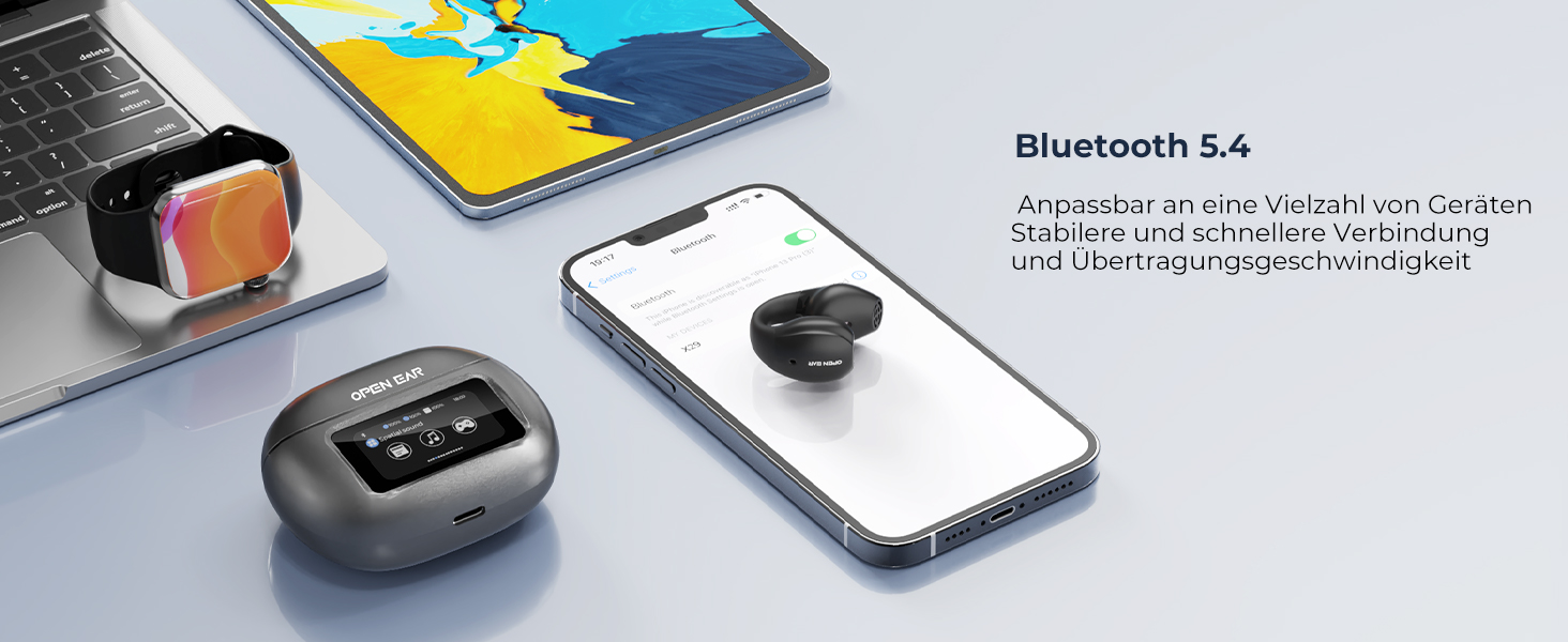 Спортивні навушники Relxhome з відкритим вухом Bluetooth 5.4, HiFi звук, LED, водонепроникний IPX5, бездротовий