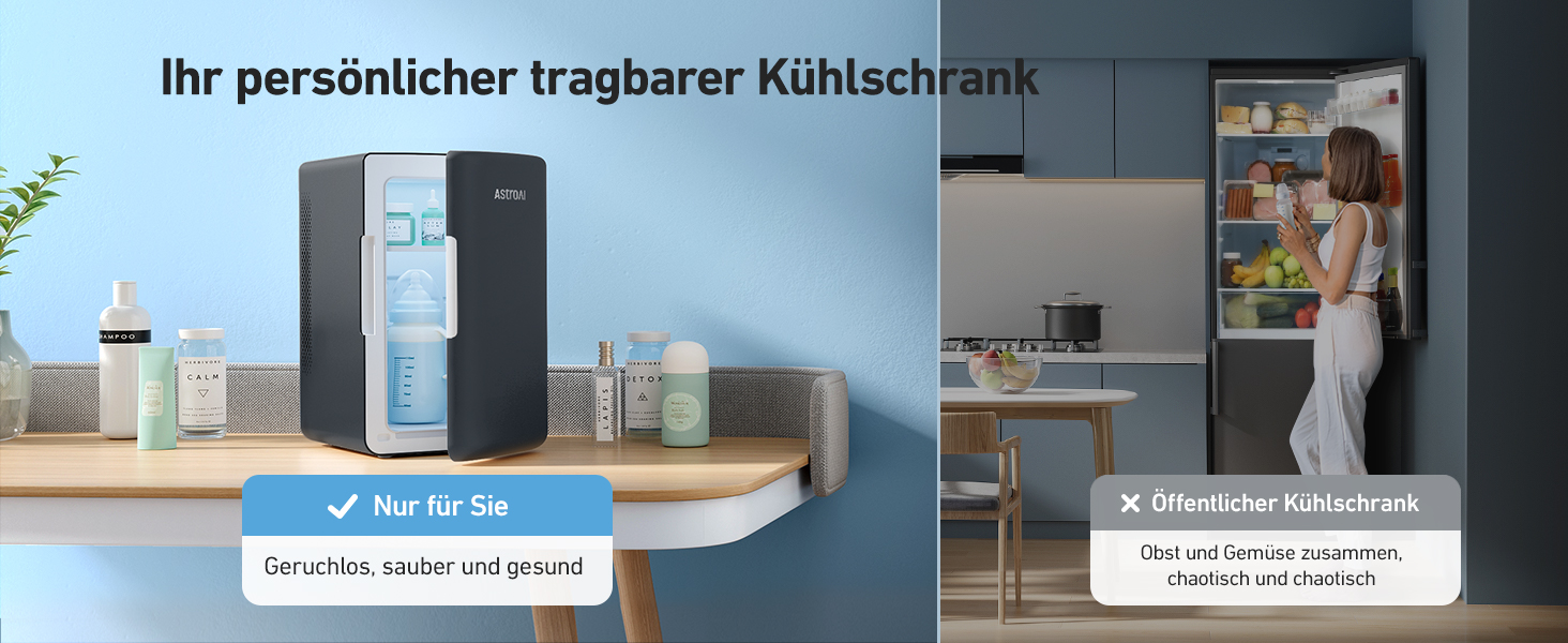 AstroAI Міні холодильник 2 в 1, 6 літрів: охолодження та підігрів, 12V/220V, для авто, офісу, гуртожитку, чорний