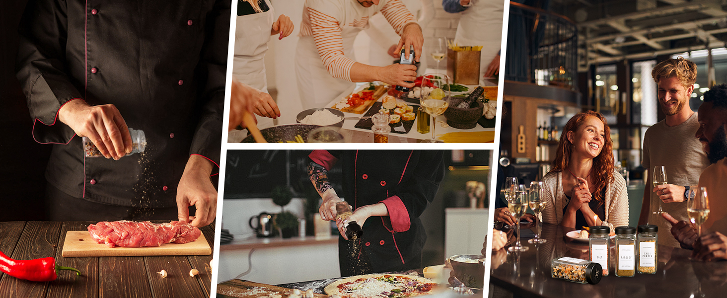 Набір скляних банок для спецій Friberg з дозатором, 20 шт. x 120 мл, з нержавіючою кришкою, чорний