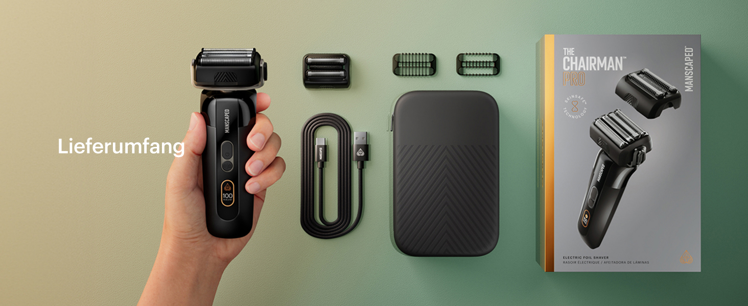 Електричний чоловічий триммер та бритва MANSCAPED® The Chairman™ PRO з SkinSafe® насадками та тримером для тіла