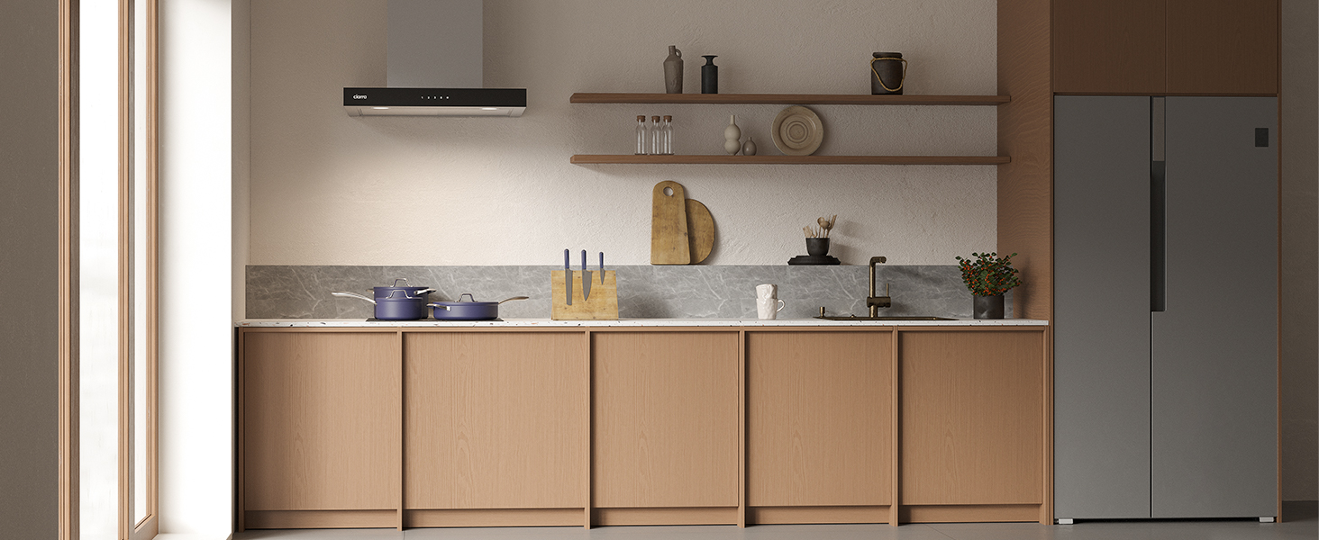 Витяжка кухонна CIARRA CBCS6102 A+++ 60 см, нержавіюча сталь, 650 м³/год, з вугільним фільтром CBCF003, сенсорне керування, режим рециркуляції та відведення