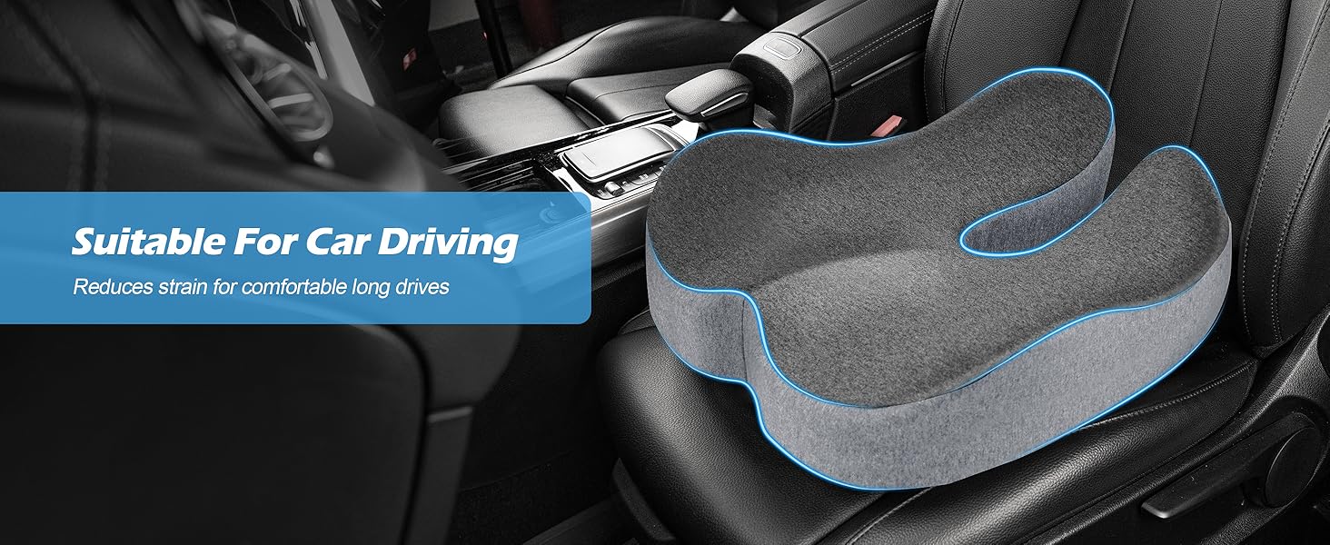 Подушка для офісного крісла Lofty Aim з Memory Foam: ергономічна, для куприка, при болях в спині та сідницях, для офісу, авто, літака, інвалідного візка – чорний та сірий