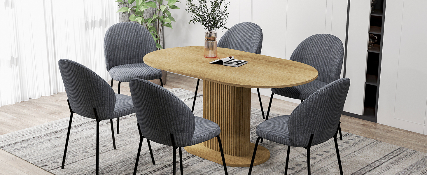Обідній стіл WAFTING овальної форми, сучасний дизайн, для 4-6 осіб, 160x90x75 см, шпон дуба