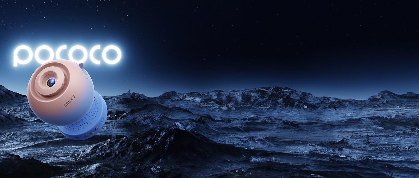 Проєктор зоряного неба POCOCO Sternenhimmel: LED-проектор галактики, планетарій для дітей та дорослих, нічник з ауророю, 2 диски, таймер, рожево-блакитний