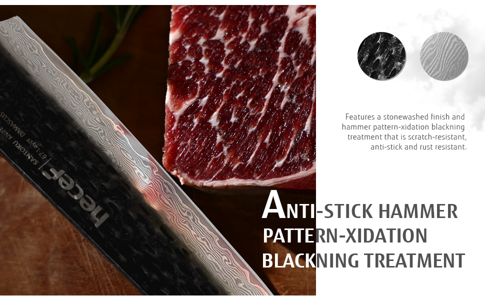 Ніж кухарський Damast 20см Hecef, професійний ніж шеф-кухаря, японський ніж з 67 шарів дамаст сталі та ручкою з оливкового дерева