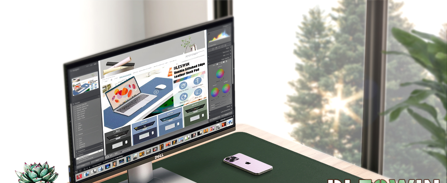 Велика двостороння шкіряна підкладка на стіл 120x60 см — водонепроникний захисний килимок для письма та малювання з замшею, темно-зелений