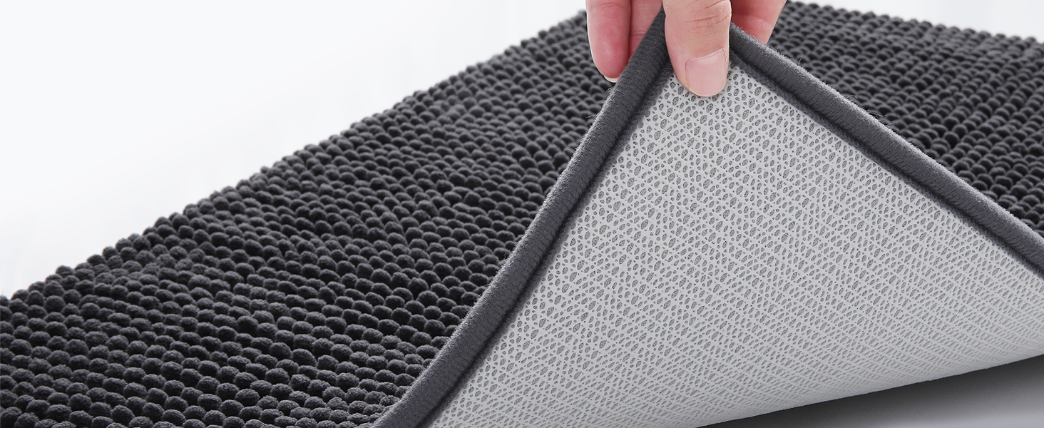 Набір килимків для ванної кімнати Homaxy з м'якої мазхі, 2 шт. (40x60 см + 60x90 см), антиковзаючі, сірі