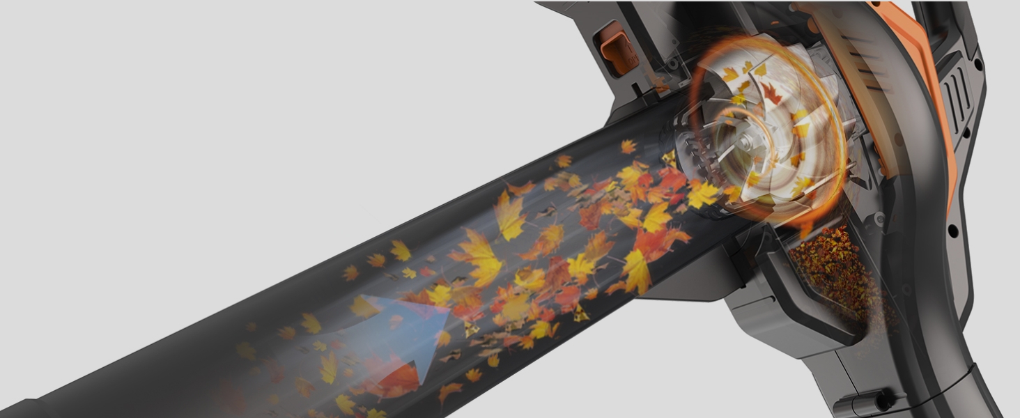 WORX WG505E Trivac: електроприлад 3-в-1 - повітродувка, пилосос та мульчер. Потужність 3000 Вт, швидкість повітря 335 км/год, об'єм всмоктування 600 м³/год, з мішком для збору листя 45 л.