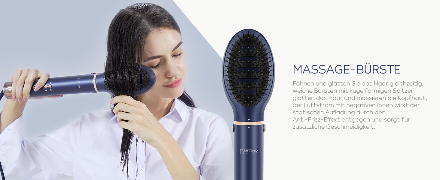 Стайлер 5 в 1 MaxAIR, PARWIN PRO BEAUTY фен, щітка з гарячим повітрям, плойка, іонний догляд (синій)