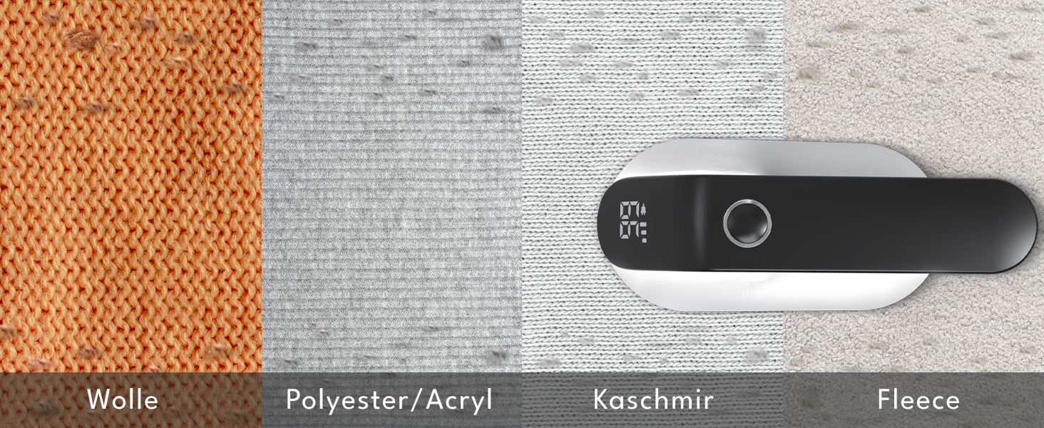 Електричний видалення ворсу LEBENLANG 2000mAh з LED-дисплеєм та пензлем для чищення - до 2 годин роботи, чорний