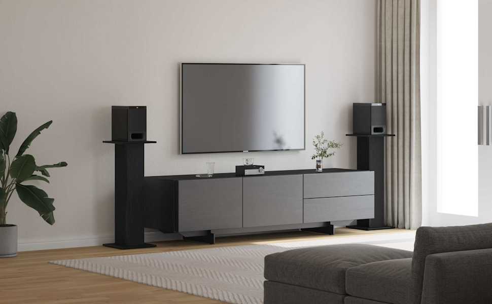 Стійки під колонки vidaXL 2 шт., для Hi-Fi, домашнього кінотеатру, чорний дуб, 30x30x80 см