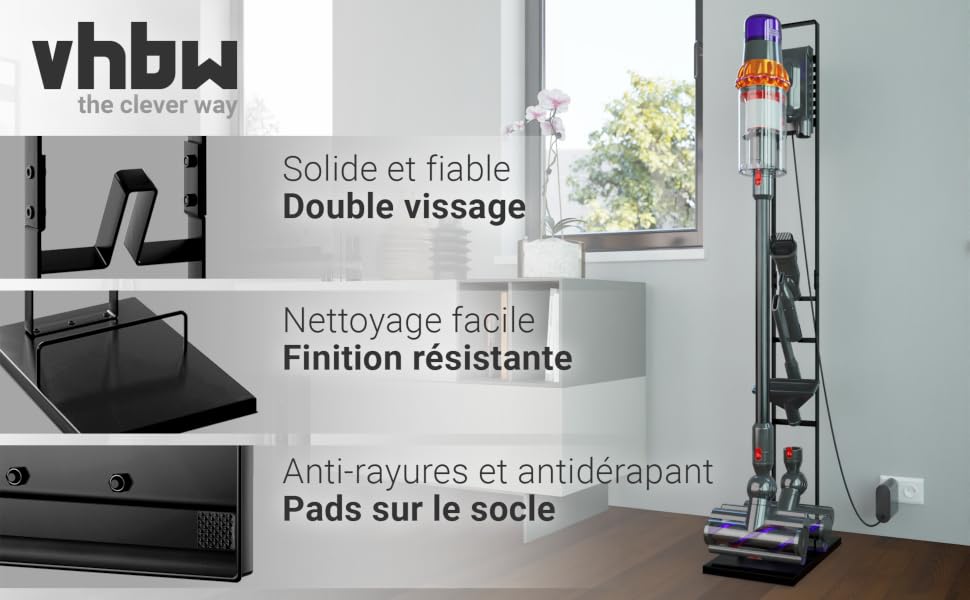 Підставка-тримач vhbw для пилососів Dyson V16 Gen5, V15s Submarine, V15 Detect, V12 Slim, V11, V10, V8, V7, V6 — стійка основа для акумуляторного пилососа