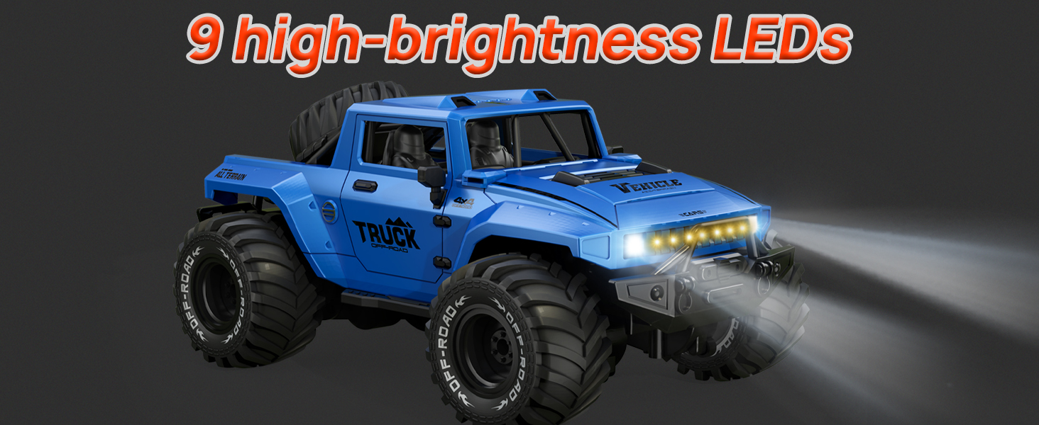 Амфібійний радіокерований позашляховик 1:16, водонепроникний Monster Truck з рюкзаком, світлодіодами та поворотом на 360°