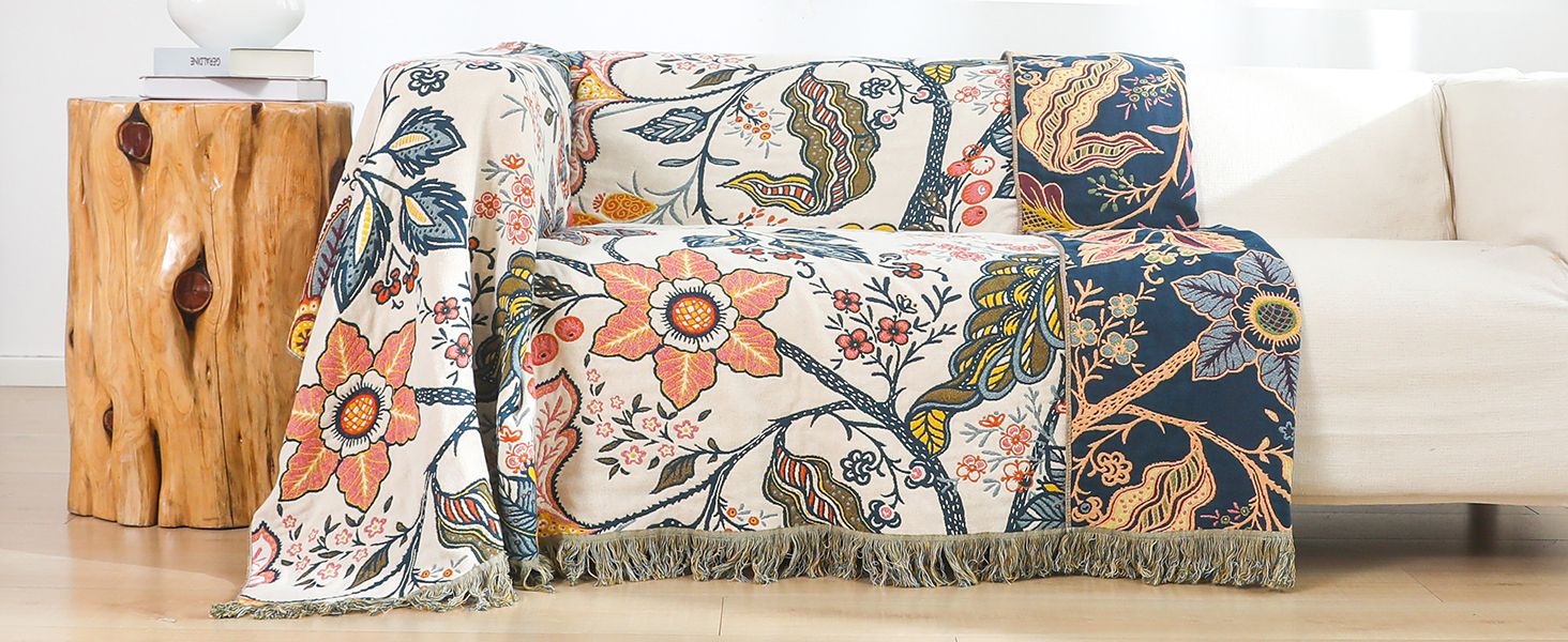 Плед Boho з 100% бавовни, стиль кантрі, 150x200 см, колір гранат