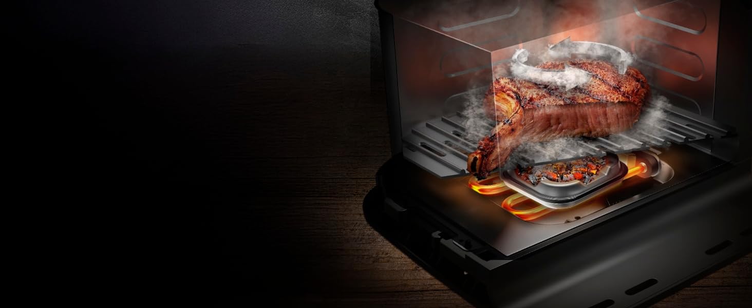 Аерофритюрниця-гриль Cecotec Cecofry&Grill Smokin' 6500 Plus 8.5Л, 2200 Вт, з функцією копчення, вікном та гриль-панеллю, чорна