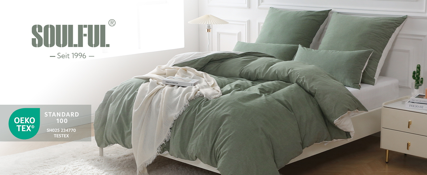 Набір постільної білизни SOULFUL 155x220, бавовна, салатовий, 2 шт. (1x155x220, 1x80x80)