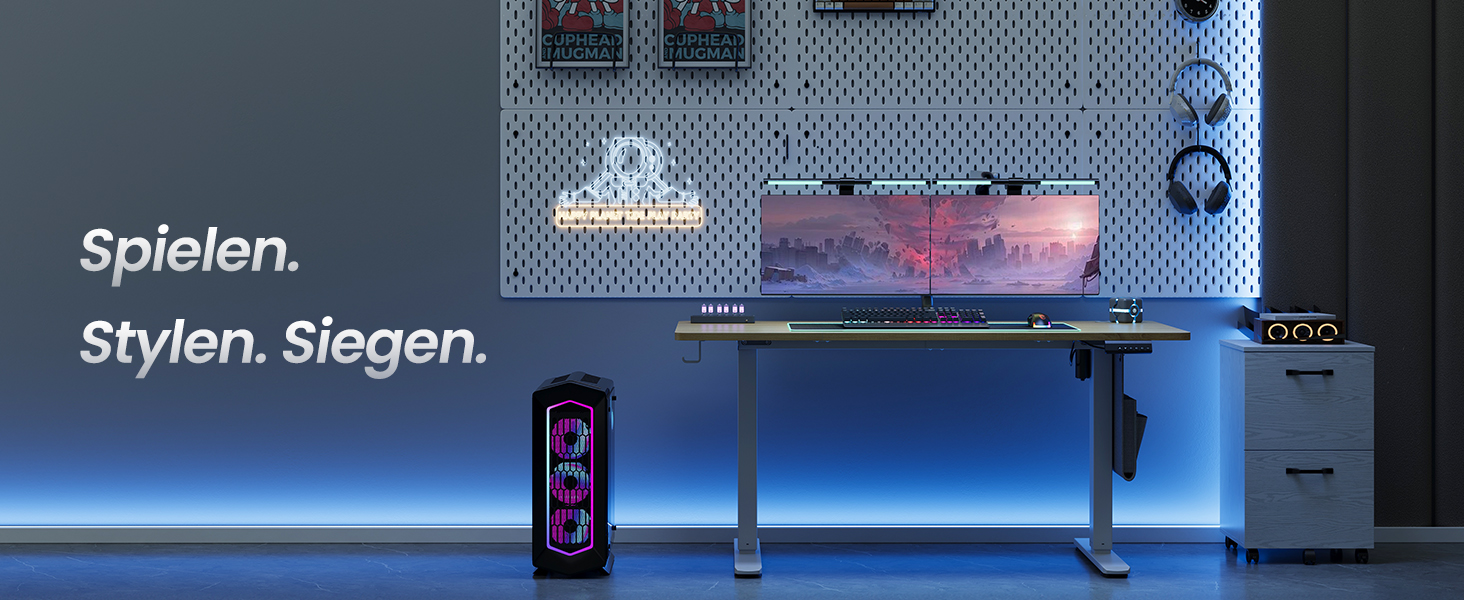 SONGMICS Стол письменний з регулюванням висоти, електричний, з пам'яттю 4 положень, vintage brown-matte black, LSD026X01