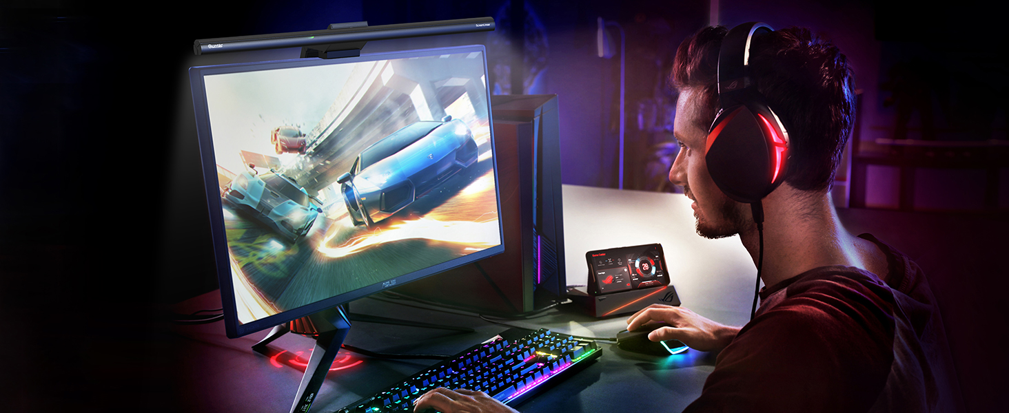 Світлодіодна лампа Quntis для монітора з пультом, 42.5 см, захист від синього світла, USB, для офісу та дому