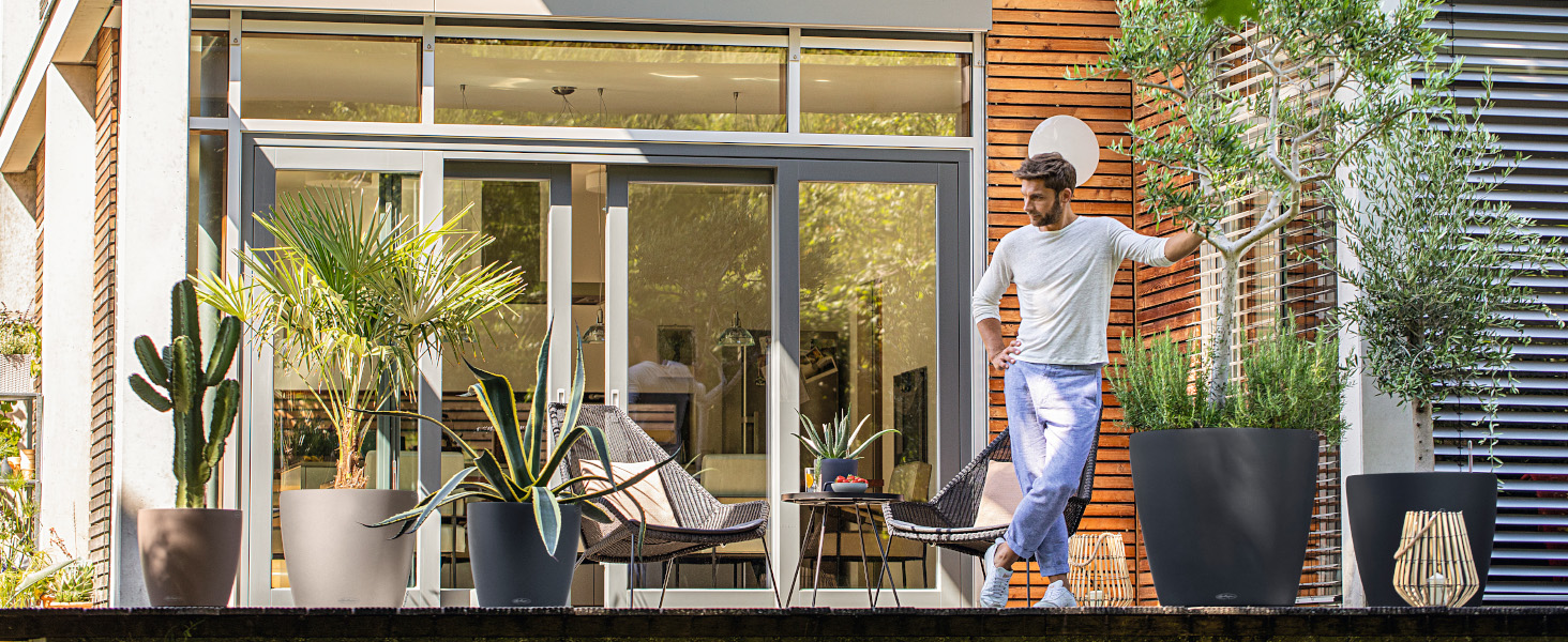 Горщик для квітів LECHUZA CLASSICO Color 28 сірий, 13204, 28.5x28.5x26 см