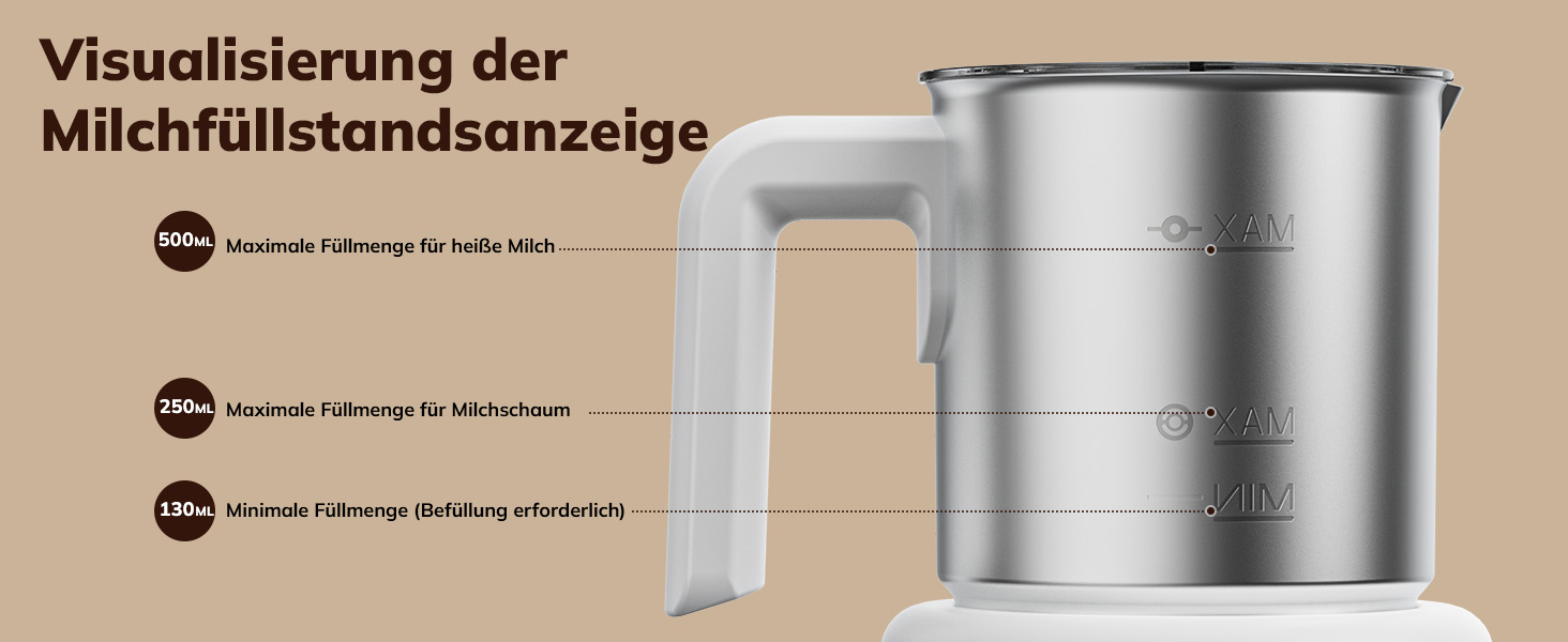 Електричний піноутворювач для молока Morpilot 6-в-1, 130-500 мл, 600 Вт, нержавіюча сталь