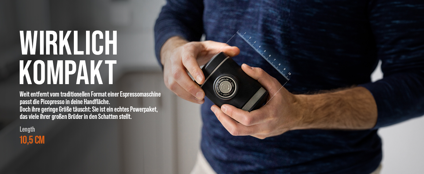 WACACO Picopresso: Портативна кавомашина для еспресо з екіпіруванням, ручна, сіра