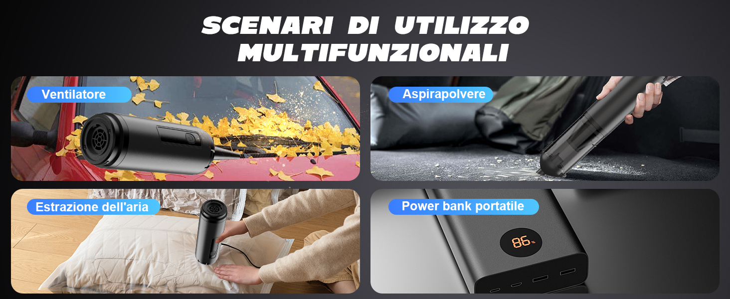 Акумуляторний ручний пилосос для авто та дому 4-в-1, безщітковий мотор 26000Па, 3 режими потужності, з підсвіткою (Сірий)