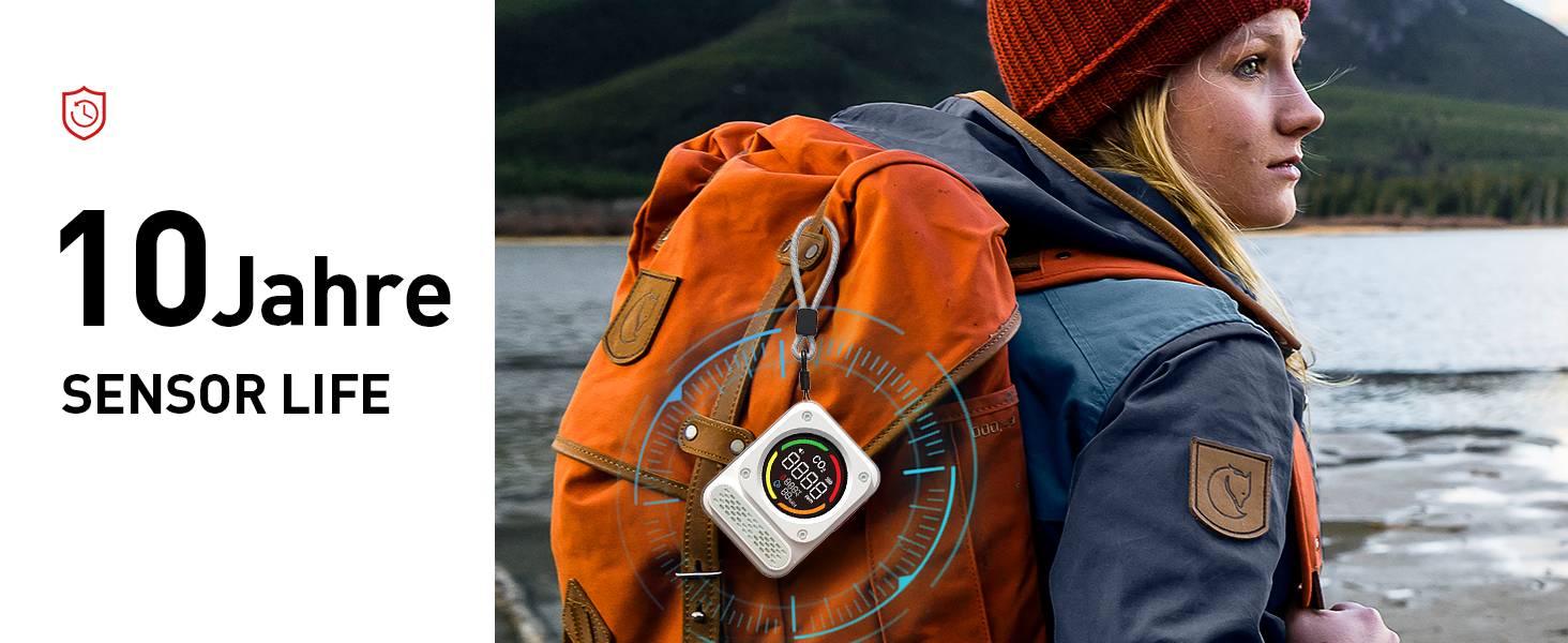 Портативний детектор чадного газу 3-в-1 з перезаряджаємою батареєю, сенсор на 10 років, 200 годин роботи для подорожей, кемпінгу, намету, автодому, дому, кухні