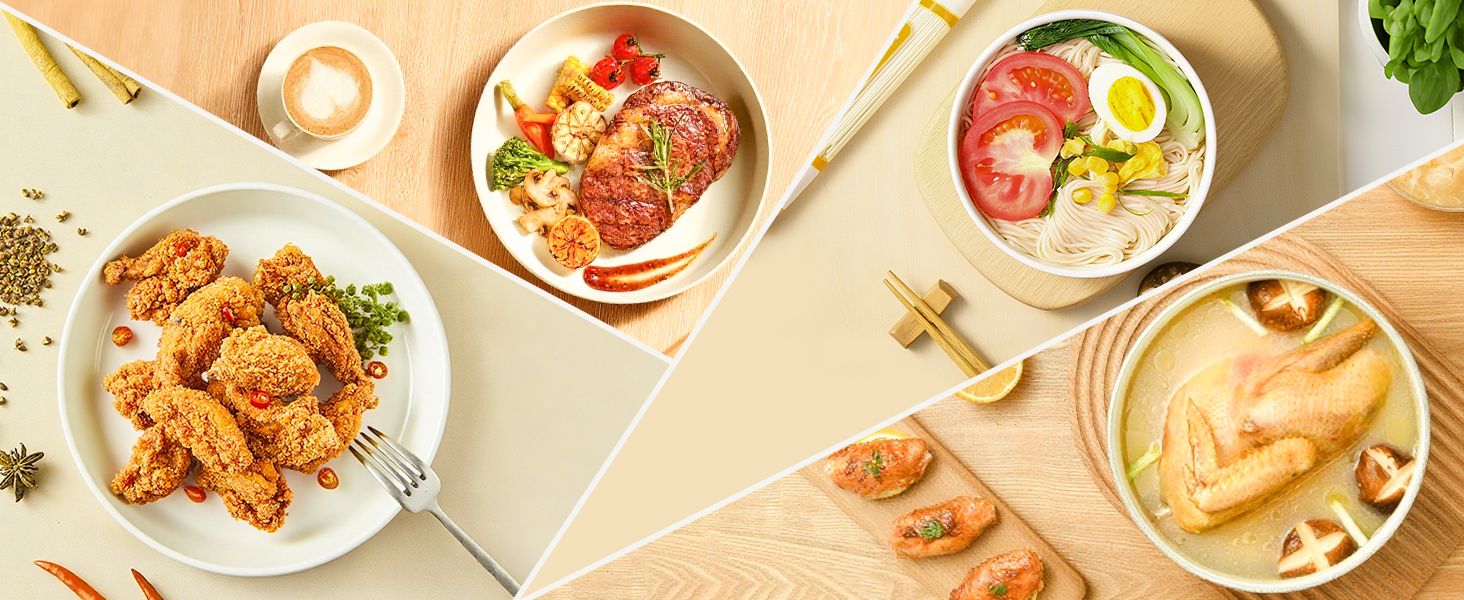 Набір посуду FOHERE 8 предметів: каструлі та сковороди з 2 знімними ручками, сковорода 20/28 см, каструлі 2.6/1.4 л, підходить для всіх плит (індукція), безпечний у духовці та посудомийній машині, бежевий