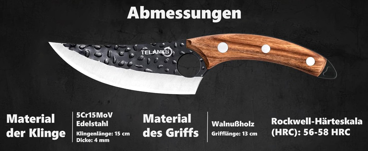 Японський кухонний ніж Rostfrei 15 см, з шкіряною піхвою, з нержавіючої сталі, з дерев'яною ручкою, для овочів та м'яса, чорний