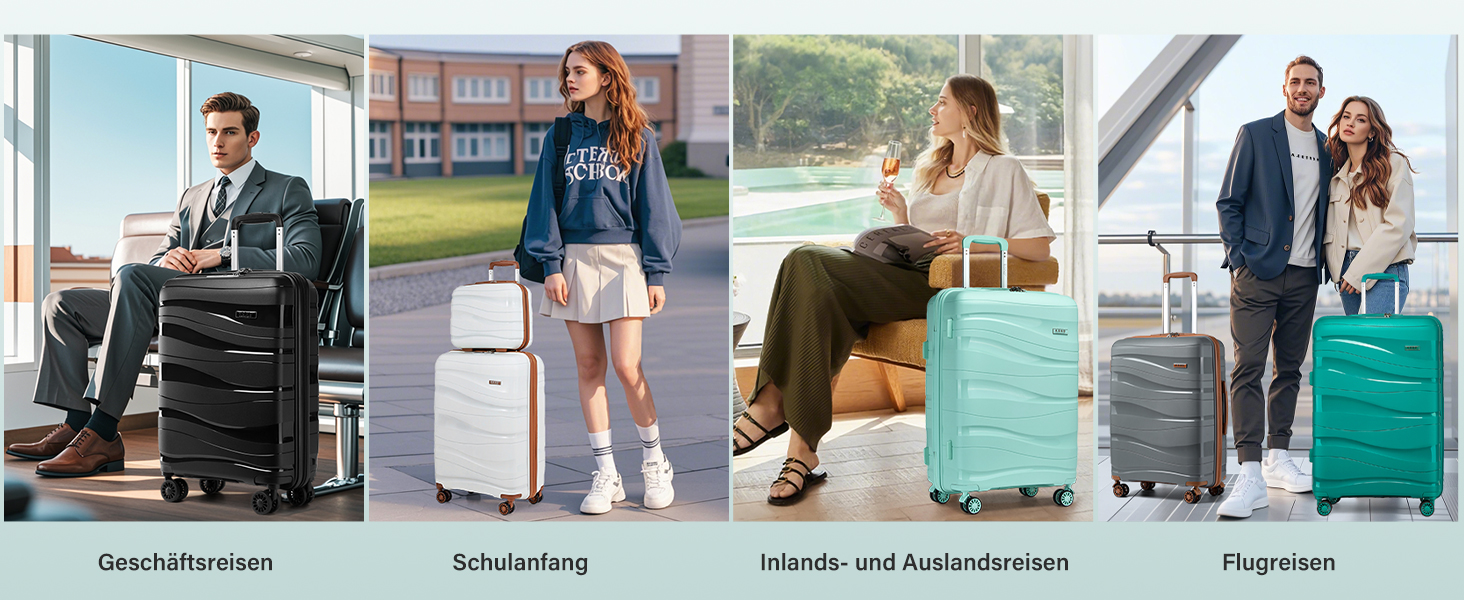 KONO Чемодан середнього розміру 65см з поліпропілену з TSA замком, 65x46x26.5см (Зелений)